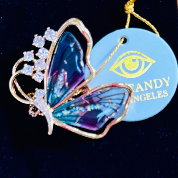 Beautiful Gold Butterfly Cocktail Ring with Pink and Green Enamel Accents - Picture 9 of 10